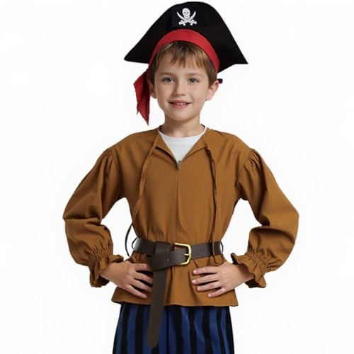 CAMDOM Mittelalterliches Piratenkostüm Hemd für Jungen als Renaissance Langarm Top mit Rüschen für Karneval und Halloween als Kinder Piraten Outfit oder historisches LARP Gewand CAMDOM Mittelalterliches Piratenkostüm Hemd für Jungen als Renaissance Langarm Top mit Rüschen für Karneval und Halloween als Kinder Piraten Outfit oder historisches LARP Gewand von CAMDOM