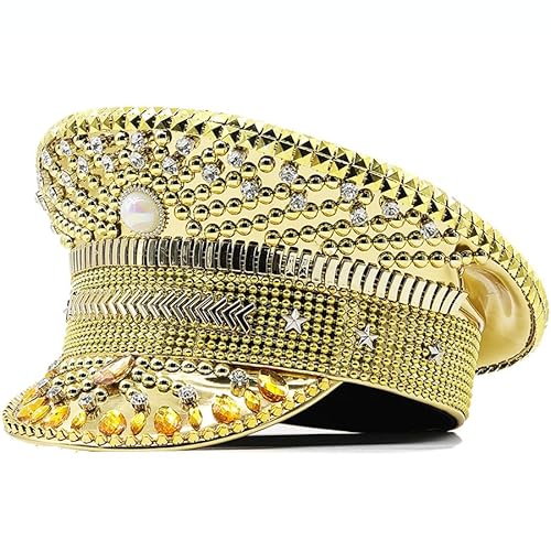 CAMDOM Paillettenhut Militär Kapitän Hüte Steampunk Kopfbedeckung Fancy Kostüm Mütze mit Glitzerdesign für Brennender Mann Festival,Musik,Cosplay und Karneval CAMDOM Paillettenhut Militär Kapitän Hüte Steampunk Kopfbedeckung Fancy Kostüm Mütze mit Glitzerdesign für Brennender Mann Festival,Musik,Cosplay und Karneval von CAMDOM