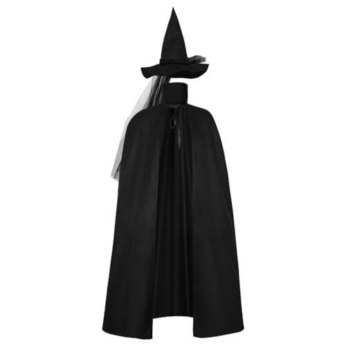 CAMDOM Retro Mittelalter Halloween Umhang mit Hut Gothic Zauberer Kostüm für Erwachsene von CAMDOM