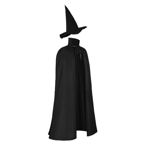 CAMDOM Retro Mittelalter Halloween Umhang mit Hut Gothic Zauberer Kostüm für Erwachsene von CAMDOM