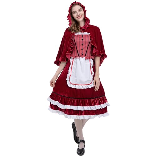 CAMDOM Retro Mittelalter Kostüm für Frauen Bauernhof Dienstmädchen Kleid Halloween Rollenspiel Kleider von CAMDOM