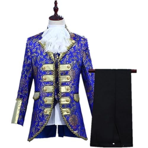 CAMDOM Viktorianische Herrenmantel Mittelalterlicher Palasthof Prinz Kostüm Steampunk Anzug Charmantes Bühnen Kostüm Cosplay Outfit Set Faschingskostüm von CAMDOM