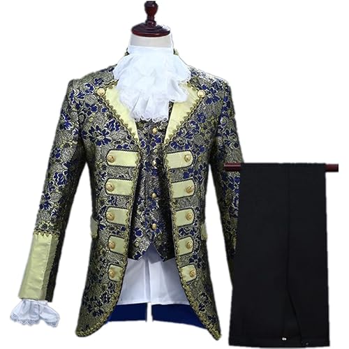 CAMDOM Viktorianische Herrenmantel Mittelalterlicher Palasthof Prinz Kostüm Steampunk Anzug Charmantes Bühnen Kostüm Cosplay Outfit Set Faschingskostüm von CAMDOM