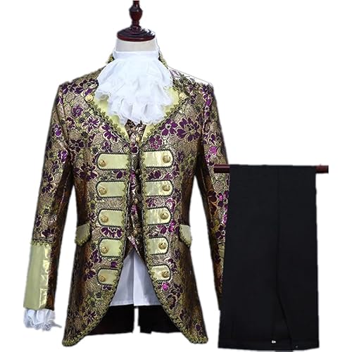 CAMDOM Viktorianische Herrenmantel Mittelalterlicher Palasthof Prinz Kostüm Steampunk Anzug Charmantes Bühnen Kostüm Cosplay Outfit Set Faschingskostüm von CAMDOM