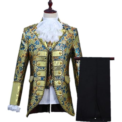 CAMDOM Viktorianische Herrenmantel Mittelalterlicher Palasthof Prinz Kostüm Steampunk Anzug Charmantes Bühnen Kostüm Cosplay Outfit Set Faschingskostüm von CAMDOM