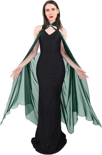 Damen-Umhang aus Chiffon, Steampunk, Gothic, Halloween, Bösewicht, Hexe, Cosplay, Umhang, Grün , Einheitsgröße von CAMDOM