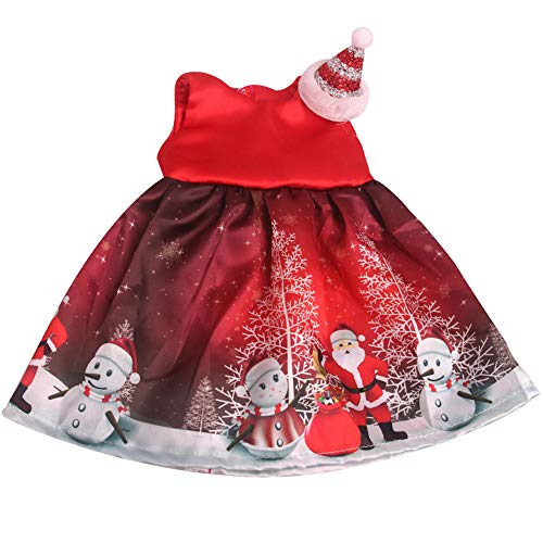 CAMICALMI Puppenkleidung Winter Weihnachten Kleid mit Hut für American Girl Puppe 45,7 cm Weihnachtsmann Muster von CAMICALMI