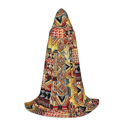 Afrikanischer Textil-Patchwork-Druck, Kapuzenumhang, langer Kapuzenumhang, Mittelalterumhang, Renaissance-Umhang für Halloween-Kostüm von CAMUO