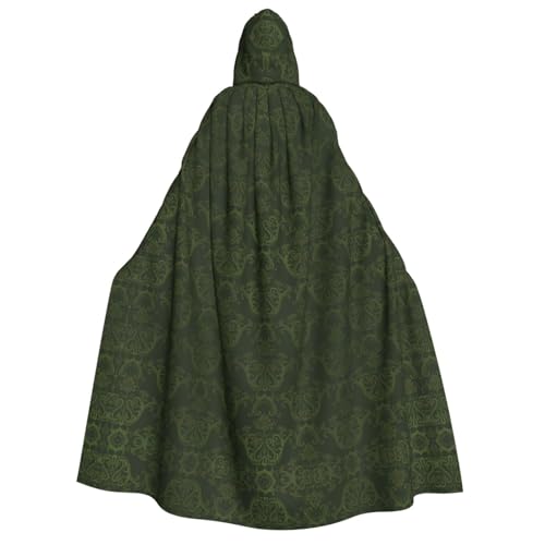 Hunter Green Floral Petals Pattern Print Long Hooded Cloak,Cape for Christmas Halloween Cloak Costumes Hooded Cape Masquerade von CAMUO