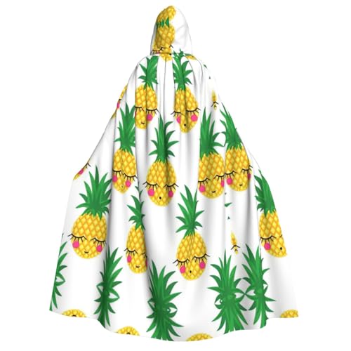 Langer Kapuzenumhang mit Ananas-Motiv, Umhang für Weihnachten, Halloween, Kostüme, Kapuzenumhang, Maskerade von CAMUO