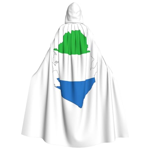 Sierra Leone Umhang mit Flagge, langer Kapuzenumhang, Umhang für Weihnachten, Halloween, Kostüme, Kapuzenumhang, Maskerade von CAMUO