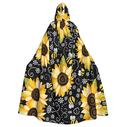 Umhang mit Sonnenblumen-Motiv, Mittelalter-Renaissance, Kapuzenumhang, Uni, Cosplay-Kostüm von CAMUO