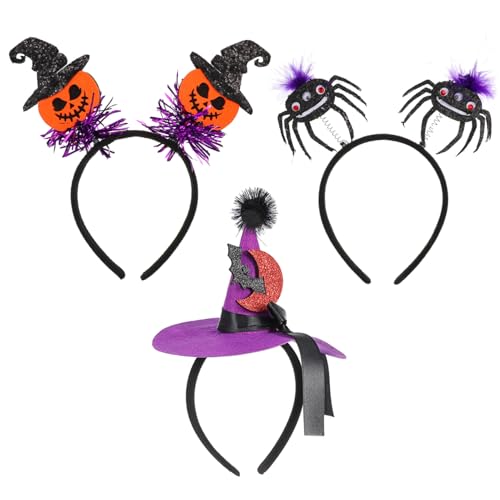 CANIGHT 3 Stück Party Stirnband Halloween Requisiten Haarband Hut Stirnband Fotoautomaten Requisiten Kopfschmuck Für Erwachsene Halloween Ornament Niedliche Halloween Stirnbänder von CANIGHT