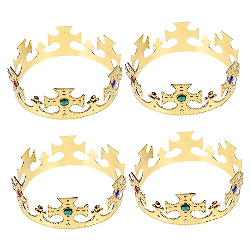 CANIGHT 4 Stück Krone Stirnband stutzenhalter kopfschmuck kapuzenpullover geburtstagskrone Prinzessinnenkrone für Frauen Babyprinzessin Kostüm Cosplay-Krone Prinzenkrone Plastik Golden von CANIGHT