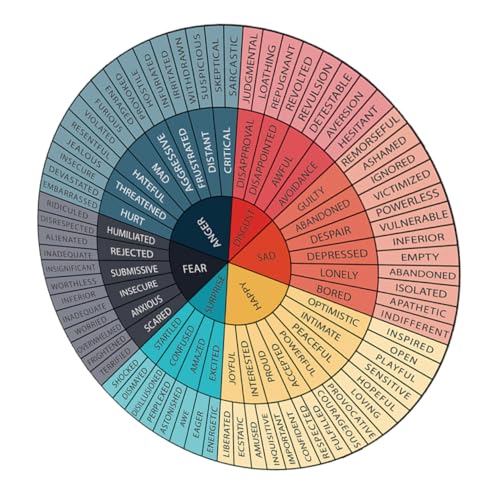 CANIGHT Emotion-Rad-Aufkleber Gefühlsradaufkleber Emotionsrad Tapeten Rad Der Gefühle Emotionales Rad Motivierend Abnehmbare Aufkleber Gefühle Poster Büroleinwand Diagramm Der Gefühle PVC von CANIGHT