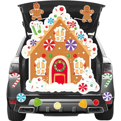 11-teiliges Weihnachts-Dekorationsset für den Kofferraum oder das Auto, Weihnachtsdeko auto-Lebkuchenhaus-Dekor, Winter-Candyland-Dekoration für den Kofferraum oder das Auto, Weihnachts-Dekoration von CANIPHA