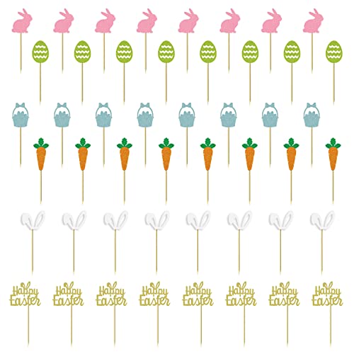 CANNXI Geburtstagskuchenaufsätze, 48 Stück, Oster-Cupcake-Topper, Oster-Party, Kuchenaufsätze, Kinder, Mädchen, Geburtstagsparty-Dekorationen, Dessert, Essen, Pick, Babyparty von CANNXI