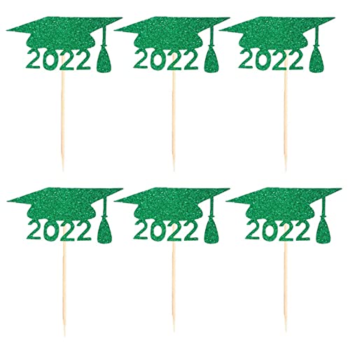 CANNXI Geburtstagstortenaufsatz, Cupcake-Topper, 24-teiliges Set, 2022, Abschluss, Junggesellenhut, Steckpfahl von CANNXI