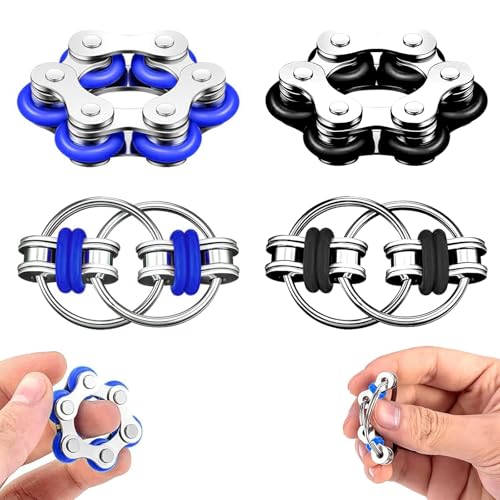 4 Stück Fidget Toys Set Stressabbau Spielzeug Fahrrad Stressabbau Kette Dekompression Roller Chain Und Key Flippy Chain Akupressur Ring Unendliche Flip Chain Fidget Toys für Kinder mit ADHS von CANRNYACBZ