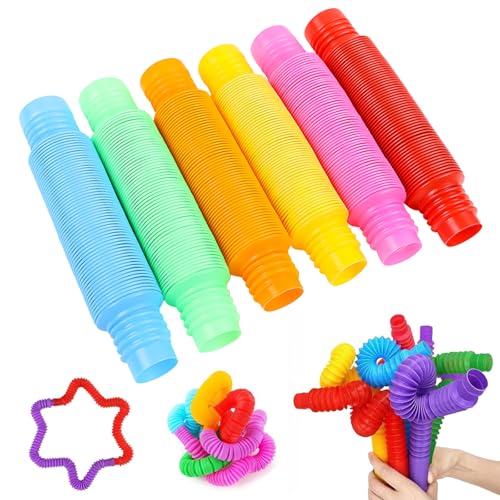 CANRNYACBZ 20 Stück Mini Pop Tubes Sensory Toy Röhren Sensorisches Spielzeug Pop Röhren Sensorik Spielzeug Bunt Stretchrohr-Sensorik Spielzeug Kreativ Einziehbar für Kinder Stress und Angst von CANRNYACBZ