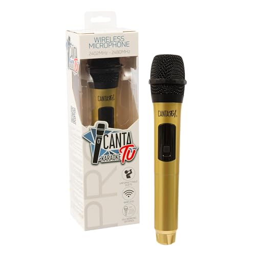 Canta Tu Karaoke Kabelloses Mikrofon Pro 2023, kabelloses Karaoke-Mikrofon, Frequenz 2402 MHz-2480 MHz, 4 Farben erhältlich, kompatibel mit Canta Tu PRO 2023, ideal für Duetti, Gold von CANTA TU KARAOKE