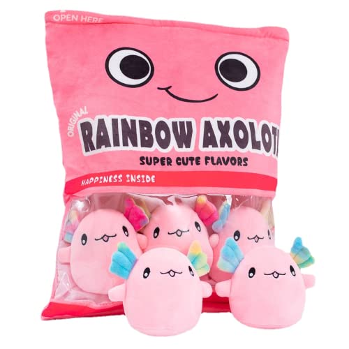 CAOMEI Axolotl Molch Kuscheltier Axolotl Plüschtier Figur Plüsch Puppe Plüschtier (6 Stück pro Beutel, Pink) von CAOMEI