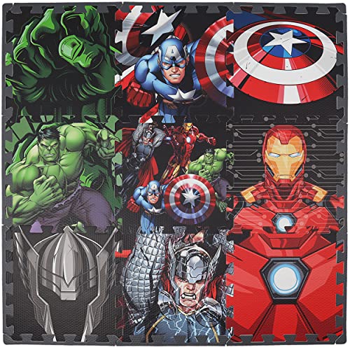 Capelli Sport Marvel The Avengers EVA-Schaumstoffmatte, ineinandergreifende EVA-Schaum-Bodenfliesen, Schwarz, 91,4 x 91,4 cm (MARX-2030) von CAPELLI SPORT