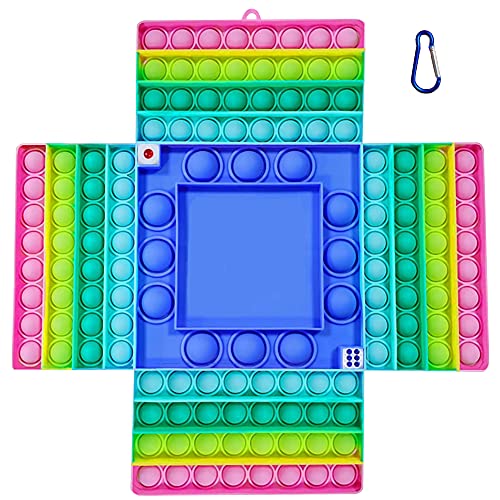 Riesiges Spiel Pop It Fidget Spielzeug,Jumbo Poppet Fidget Schach Brett Würfel Spiel für Kinder,Große Regenbogen Silikon Bubble Große Ludo Popper für Angst und Stress Relief,Popit für Kinder von CARESWAY