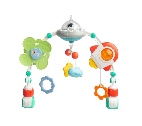 CARETERO - Kinderwagen Spielzeug - Kinderwagenkette Spielzeug - Spielbogen Kosmos - Spielzeug für Buggy - Leuchtende Musiktafel und Karussell - Kleinkinder Hänge - Sensorische Entwicklung von CARETERO best for babies