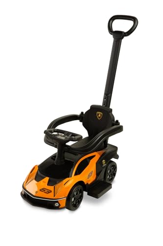 CARETERO - Rutschauto mit Schiebestange - Rutschfahrzeug - Lamborghini Essenza - Für Entwicklung Motorischen Fähigkeiten und Koordination - Sichere und Langlebige Konstruktion - 87x40x91 cm - Orange von CARETERO best for babies