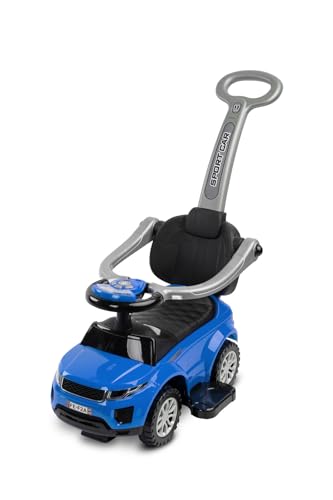 CARETERO - Rutschauto mit Schiebestange - Rutschfahrzeug Sport Car - Rutscherfahrzeug mit Sicherheitsbügel - Kinderfahrzeug mit Sound und Licht - Kinderspielzeug zur Motorikförderung - Blau von CARETERO best for babies