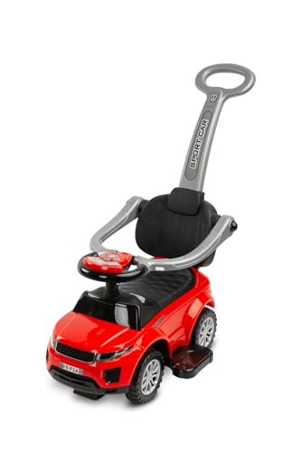 CARETERO - Rutschauto mit Schiebestange - Rutschfahrzeug Sport Car - Rutscherfahrzeug mit Sicherheitsbügel - Kinderfahrzeug mit Sound und Licht - Kinderspielzeug zur Motorikförderung - Rot von CARETERO best for babies