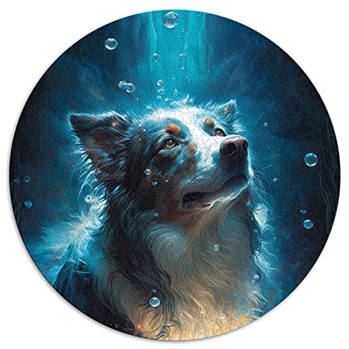 1000 Teile Puzzle Border Collie Hund Rundpuzzle für Erwachsene und Kinder Kartonpuzzles Lustige Puzzlespiele (Größe 67,5 x 67,5 cm) von CARGIS