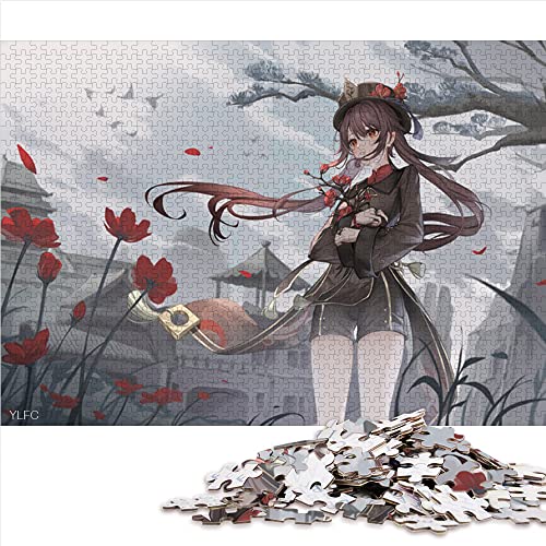 1000 Teile Puzzle Genshin Impact Hu Tao Puzzles für Erwachsene Papppuzzles Tolles Geschenk für Erwachsene (Größe 26x38cm) von CARGIS