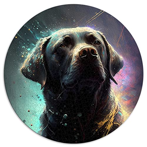 1000 Teile Puzzle Labrador Retriever Hund Kreative runde Puzzles für Erwachsene und Kinder Kartonpuzzles Interessante Puzzles zum Stressabbau (Größe 67,5 x 67,5 cm) von CARGIS