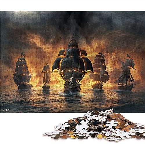 1000 Teile Puzzle Piratenflotte Puzzles für Erwachsene Holzpuzzle Interessante Puzzles zum Stressabbau (Größe 50 x 75 cm) von CARGIS