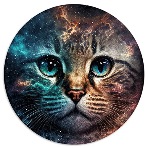 1000 Teile Puzzle Space Cat Kreative runde Puzzles für Erwachsene und Kinder Kartonpuzzles Lernspiele Heimdekorationspuzzle. (Größe 67,5 x 67,5 cm) von CARGIS