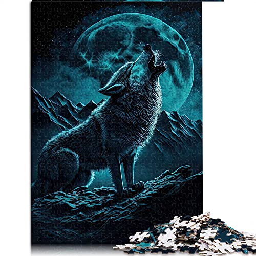 1000 Teile Puzzle Spiel Wölfe unter dem Vollmond Puzzle Erwachsene Holzpuzzle Familienspaß Puzzles (Größe 50x75cm) von CARGIS