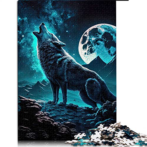 1000 Teile Puzzle Spiel Wölfe unter dem Vollmond Puzzle für Erwachsene Holzpuzzles für Familienspaß und Spieleabend (Größe 50 x 75 cm) von CARGIS