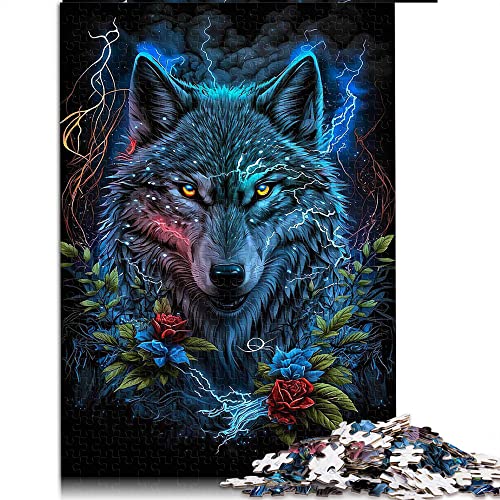 1000 Teile Puzzle für Erwachsene Wolf im Mandala Dschungel Puzzles für Erwachsene Kartonpuzzles Lernspiel Herausforderung Spielzeug (Größe 26x38cm) von CARGIS