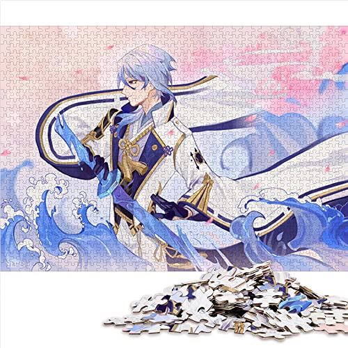 1000 Teile Puzzles Genshin Impact Kamisato Ayato Puzzle für Erwachsene Holzpuzzle Lernspiel (Größe 50x75cm) von CARGIS