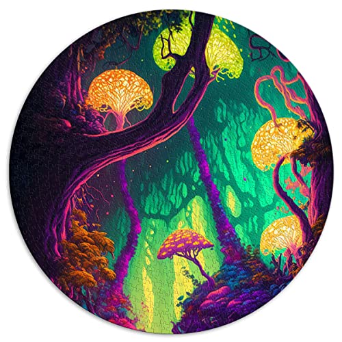 1000 Teile Puzzles für Erwachsene Trippy Forest Runde Puzzles für Erwachsene und Kinder, Kartonpuzzles Einzigartiges Stückpuzzle Lernspaßspiele Spielzeug (Größe 67,5 x 67,5 cm) von CARGIS