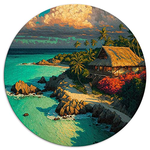 1000 Teile Puzzles für Erwachsene Tropischer Strand Kreispuzzles für Erwachsene und Kinder Papppuzzles Einzigartige Herausforderungsspiele (Größe 67,5 x 67,5 cm) von CARGIS