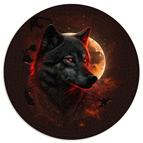 1000 Teile Rundes Puzzle Wolf Kreispuzzles für Erwachsene und Kinder, Papppuzzles Lernspiel für Erwachsene Kinder (Größe 67,5 x 67,5 cm) von CARGIS