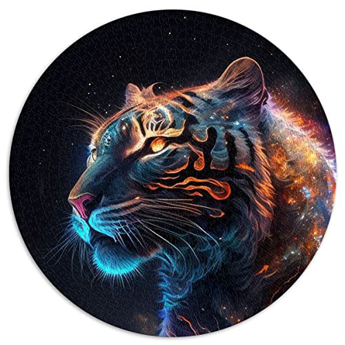 1000-teiliges Puzzle Nebula Tiger Kreative runde Puzzles für Erwachsene und Kinder Kartonpuzzles Einzigartiges Puzzleteil Lernspaßspiele Spielzeug (Größe 67,5 x 67,5 cm) von CARGIS