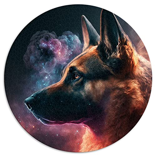 1000-teiliges Puzzle-Spiel Schäferhund, rundes Puzzle für Erwachsene, für Erwachsene und Kinder, Kartonpuzzles, Wohnkultur (Größe 67,5 x 67,5 cm) von CARGIS