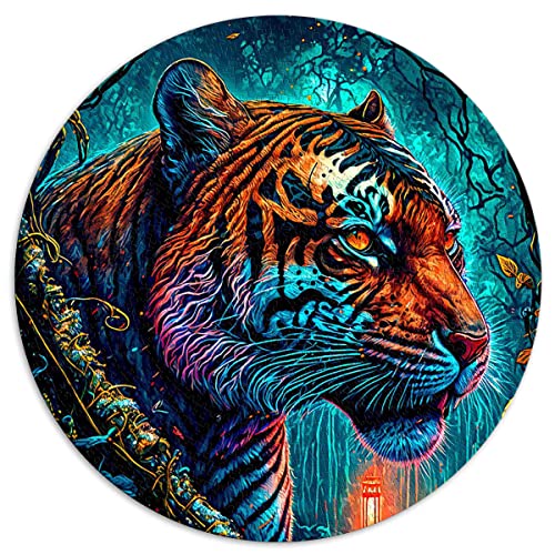 1000-teiliges Puzzle für Erwachsene, Tiger, runde Puzzles, für Erwachsene und Kinder, Kartonpuzzle, pädagogisches Stressabbau-Spielzeugpuzzle (Größe 67,5 x 67,5 cm) von CARGIS