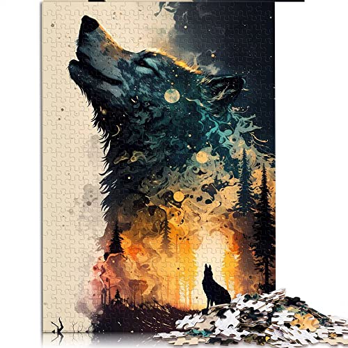 1000-teiliges Puzzlespiel Wolf Unglaubliche Puzzles für Erwachsene Holzpuzzles Lernspiele Heimdekorationspuzzle. (Größe 50 x 75 cm) von CARGIS