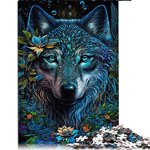 500 Teile Puzzle für Erwachsene Wolf im Mandala Dschungelpuzzle für Erwachsene Holzpuzzle Schwierig und Herausforderung (Größe 38x52cm) von CARGIS