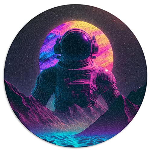 Puzzle – 1000 Teile Synthwave-Astronauten-Rundpuzzles für Erwachsene und Kinder. von CARGIS